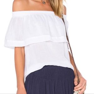 Faithfull the brand white off the shoulder top size 2